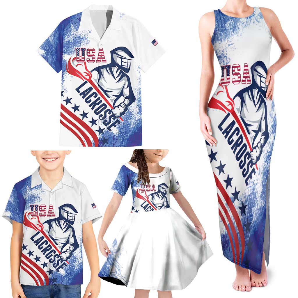Custom United States Lacrosse Family Matching Tank Maxi Dress and Hawaiian Shirt 2025 Grunge Style