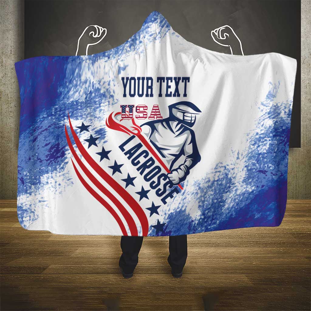Custom United States Lacrosse Hooded Blanket 2025 Grunge Style