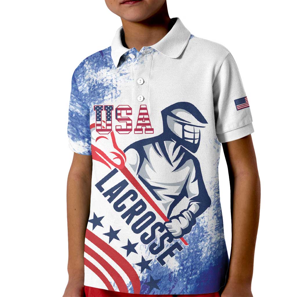 Custom United States Lacrosse Kid Polo Shirt 2025 Grunge Style