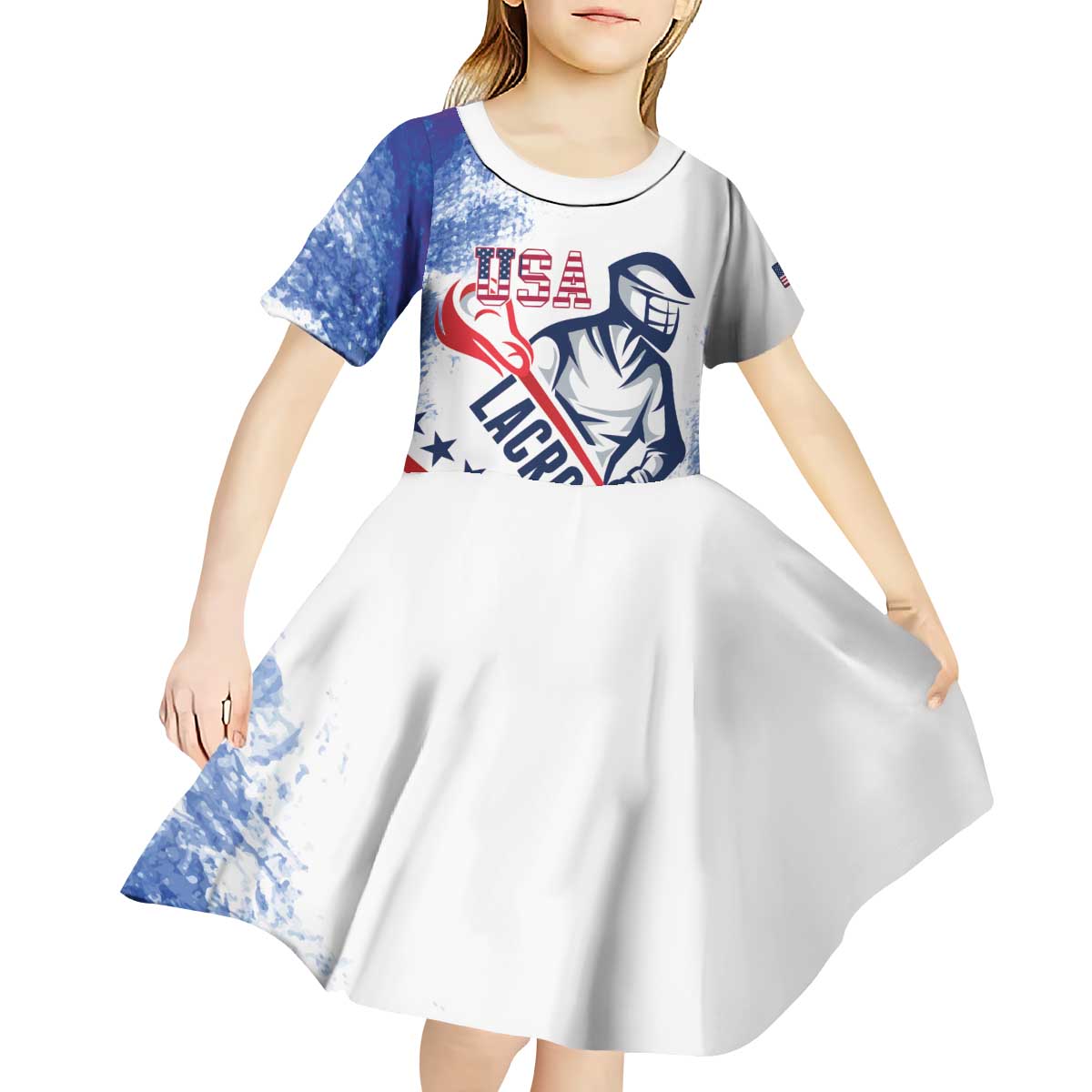 Custom United States Lacrosse Kid Short Sleeve Dress 2025 Grunge Style