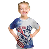 Custom United States Lacrosse Kid T Shirt 2025 Grunge Style