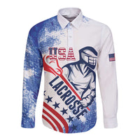 Custom United States Lacrosse Long Sleeve Button Shirt 2025 Grunge Style