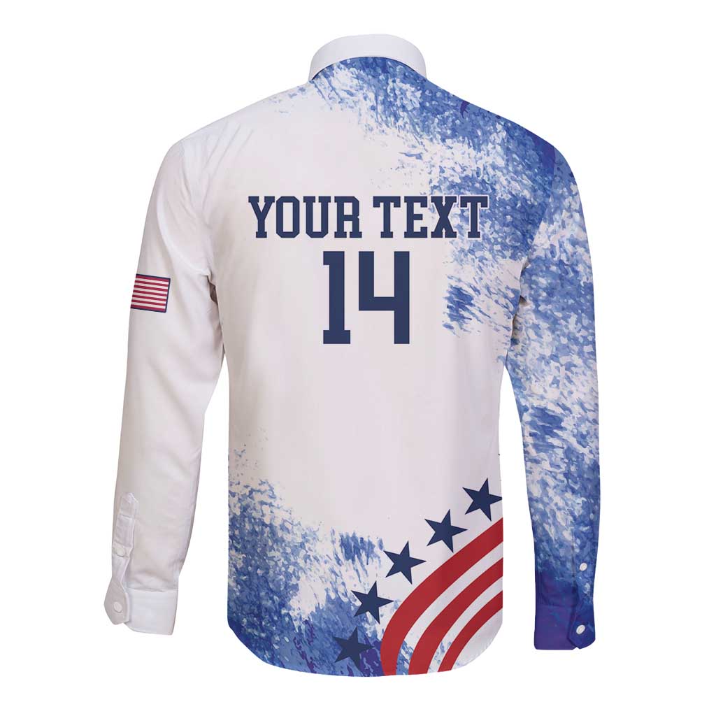 Custom United States Lacrosse Long Sleeve Button Shirt 2025 Grunge Style