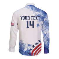 Custom United States Lacrosse Long Sleeve Button Shirt 2025 Grunge Style
