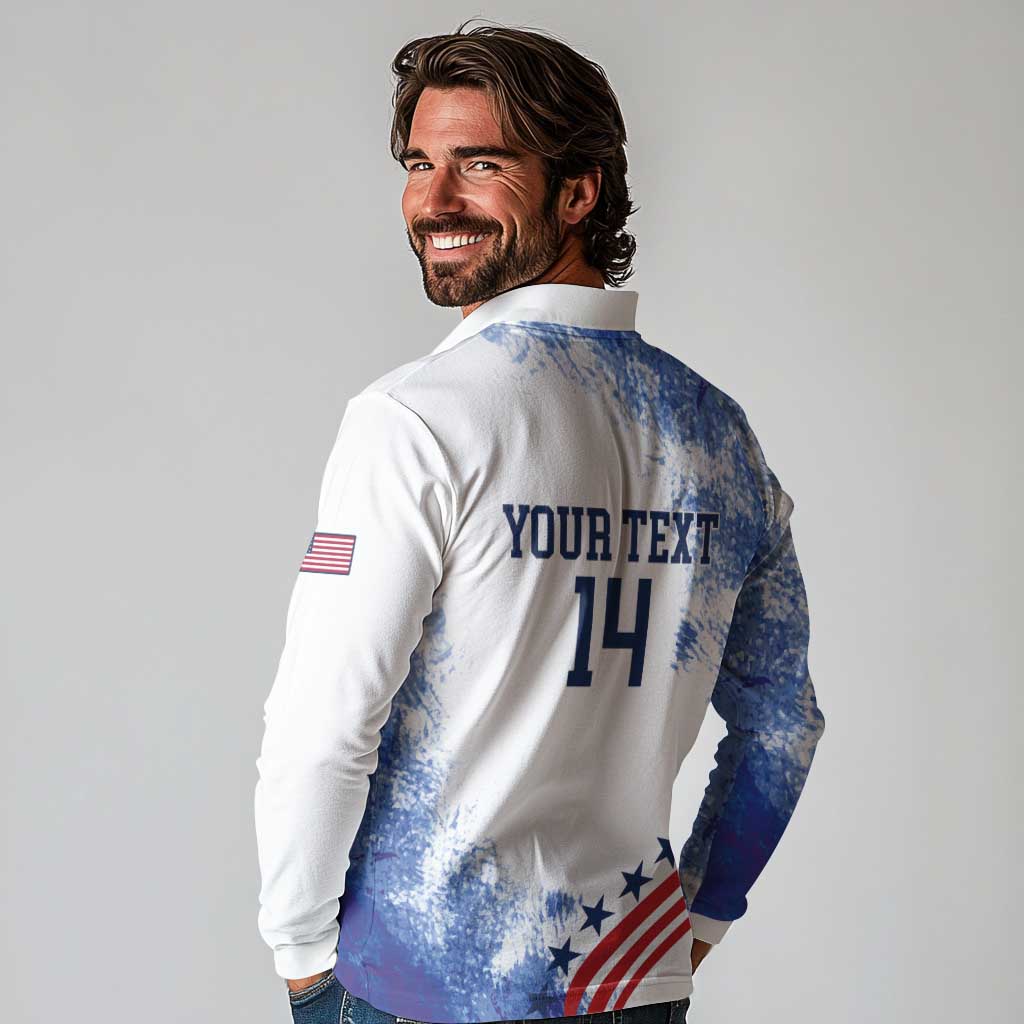 Custom United States Lacrosse Long Sleeve Polo Shirt 2025 Grunge Style