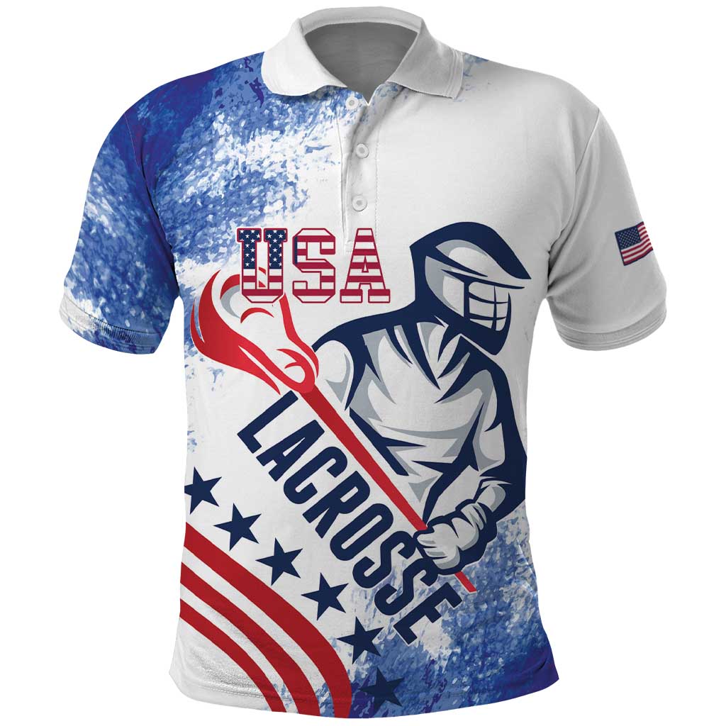 Custom United States Lacrosse Polo Shirt 2025 Grunge Style