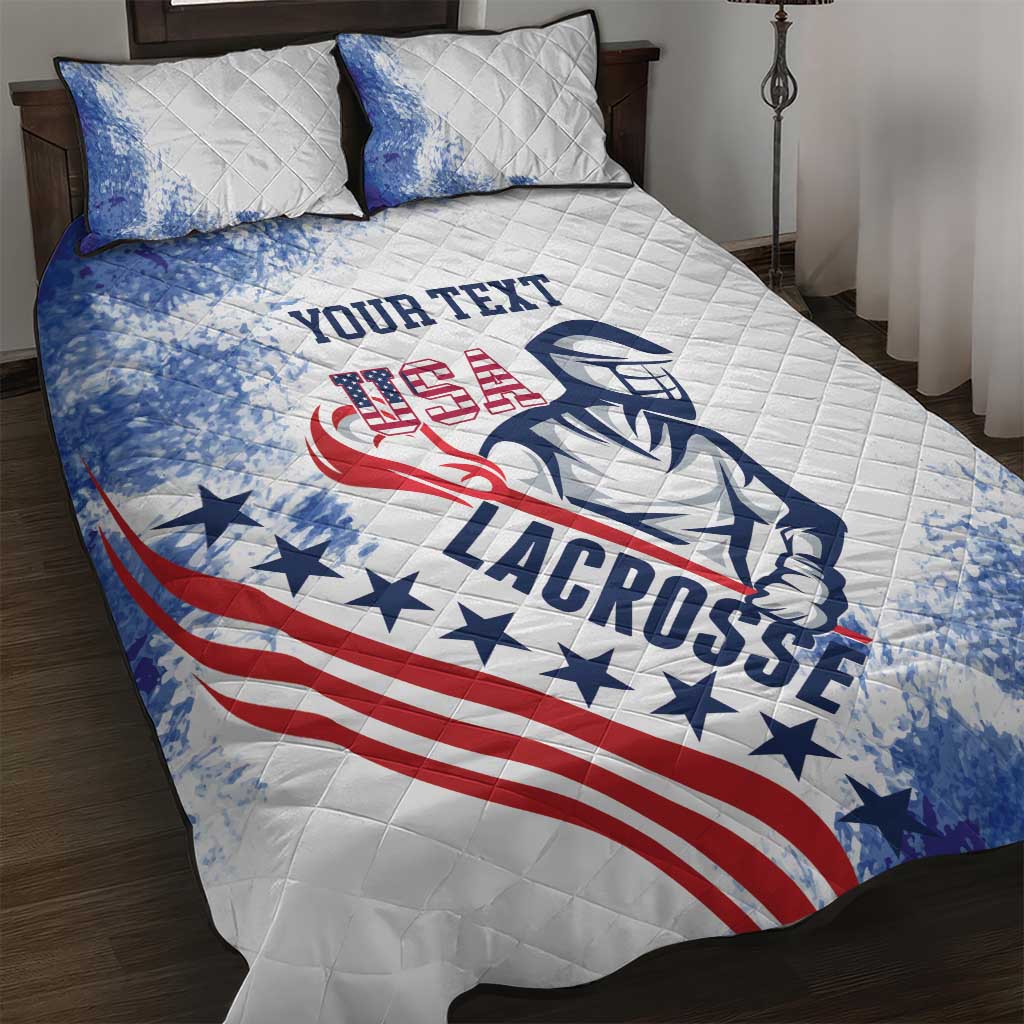 Custom United States Lacrosse Quilt Bed Set 2025 Grunge Style