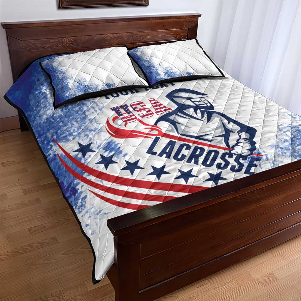 Custom United States Lacrosse Quilt Bed Set 2025 Grunge Style
