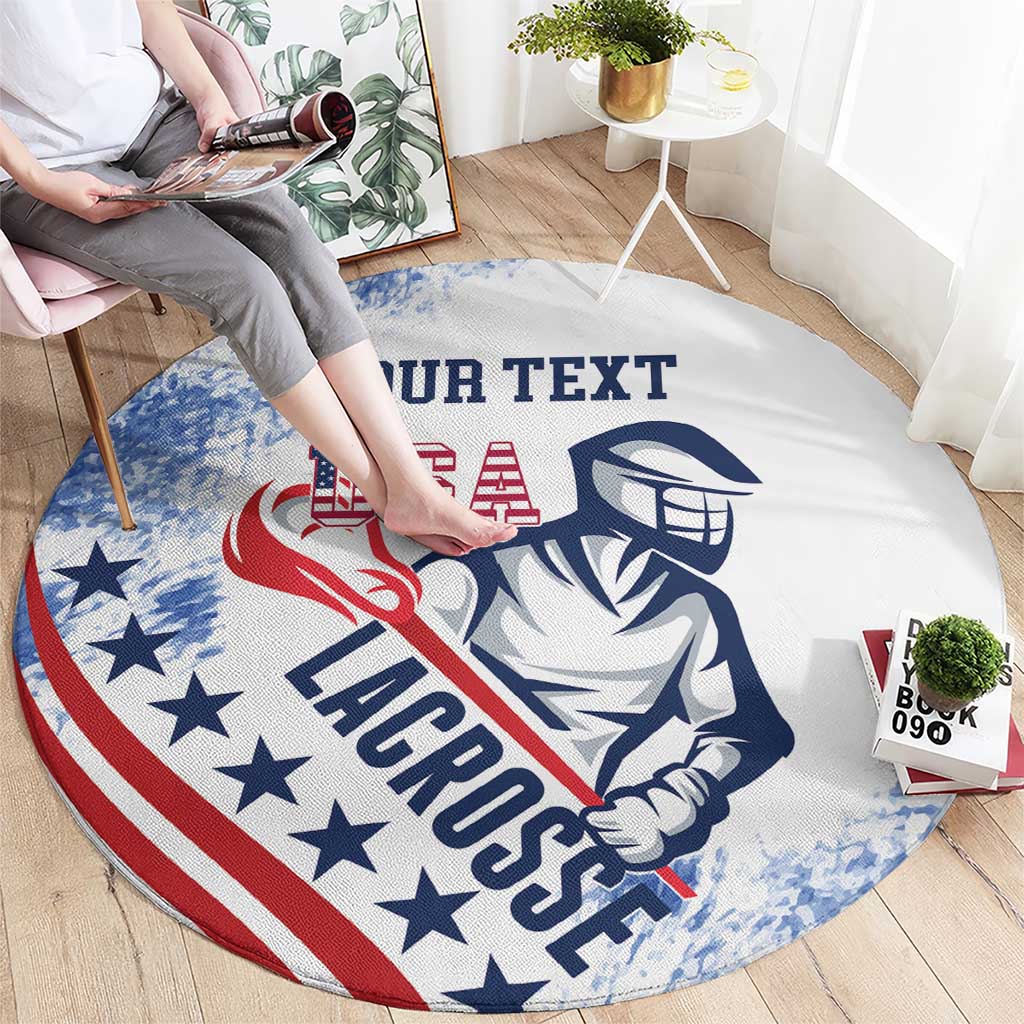 Custom United States Lacrosse Round Carpet 2025 Grunge Style