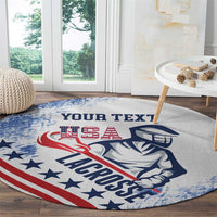 Custom United States Lacrosse Round Carpet 2025 Grunge Style