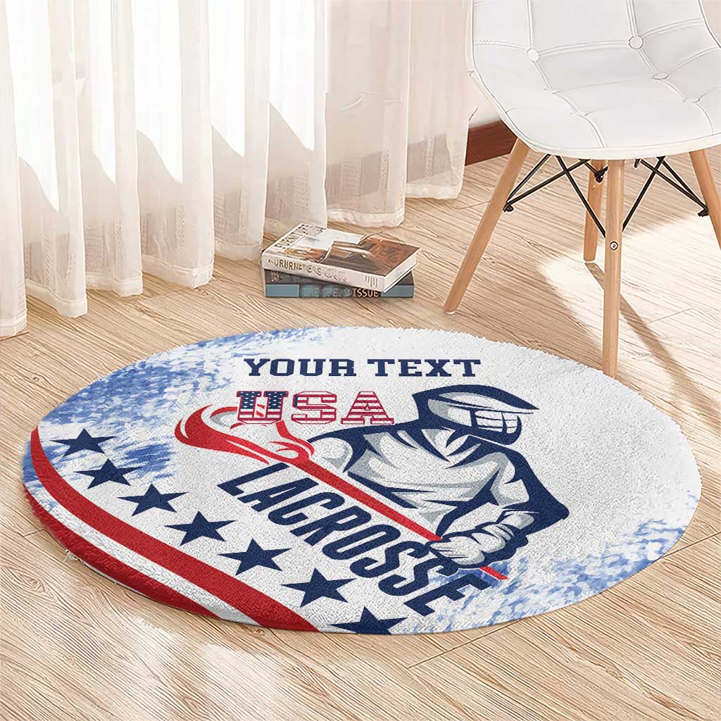 Custom United States Lacrosse Round Carpet 2025 Grunge Style