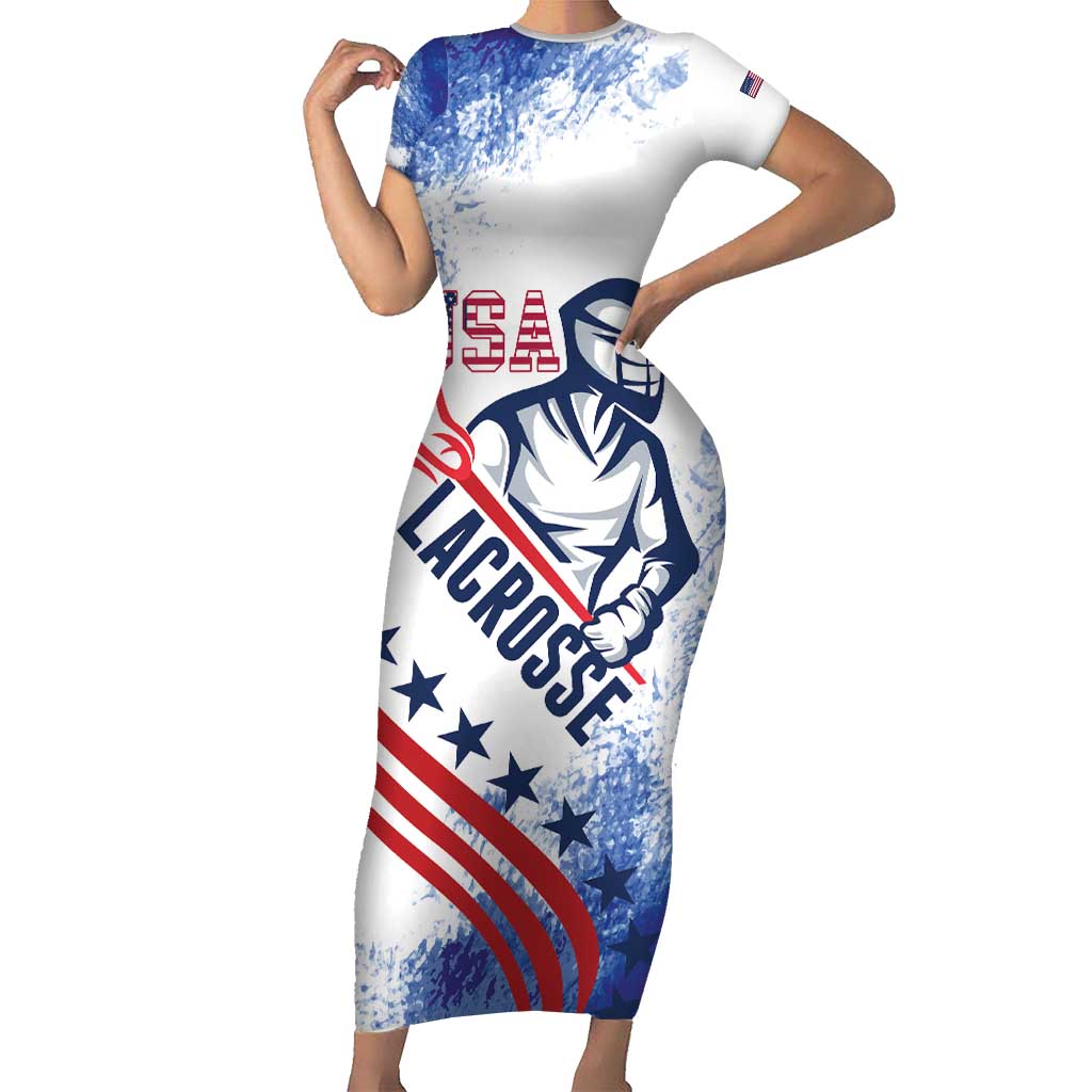 Custom United States Lacrosse Short Sleeve Bodycon Dress 2025 Grunge Style