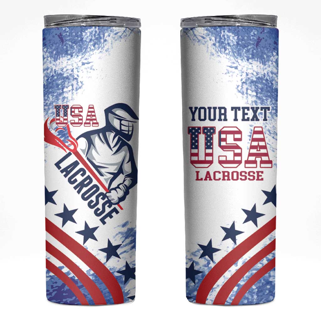 Custom United States Lacrosse Skinny Tumbler 2025 Grunge Style