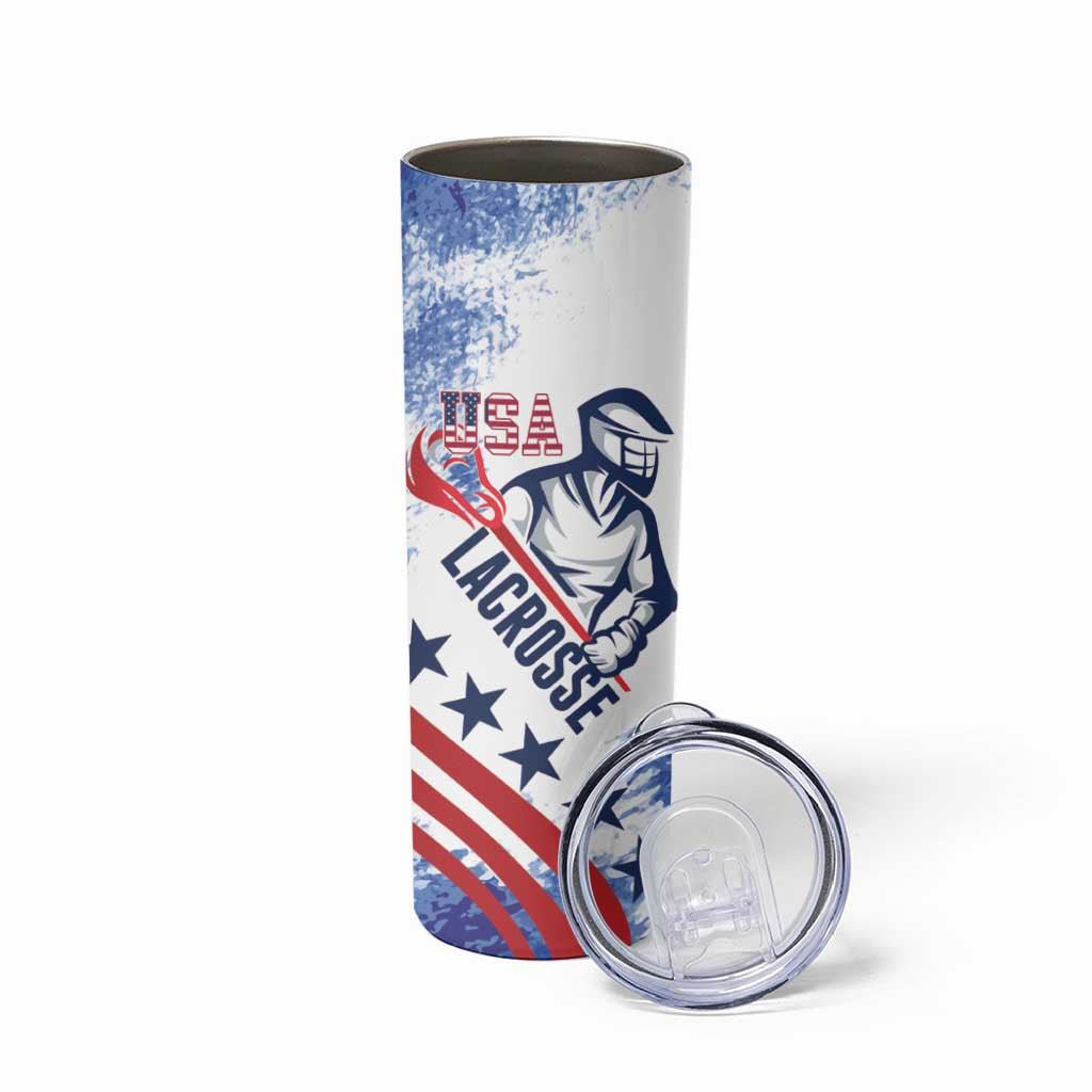 Custom United States Lacrosse Skinny Tumbler 2025 Grunge Style