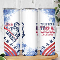 Custom United States Lacrosse Skinny Tumbler 2025 Grunge Style