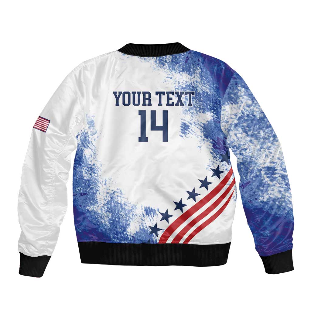 Custom United States Lacrosse Sleeve Zip Bomber Jacket 2025 Grunge Style