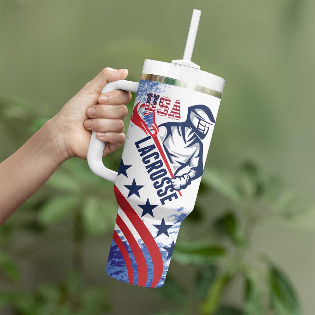 Custom United States Lacrosse Tumbler With Handle 2025 Grunge Style
