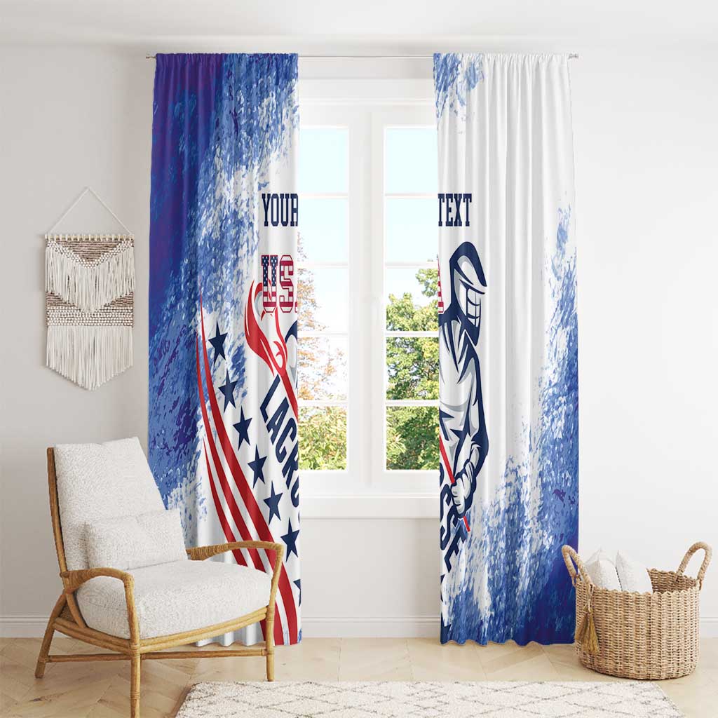 Custom United States Lacrosse Window Curtain 2025 Grunge Style
