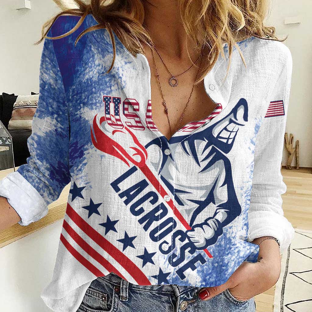 Custom United States Lacrosse Women Casual Shirt 2025 Grunge Style