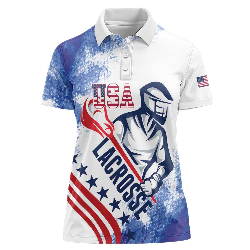 Custom United States Lacrosse Women Polo Shirt 2025 Grunge Style