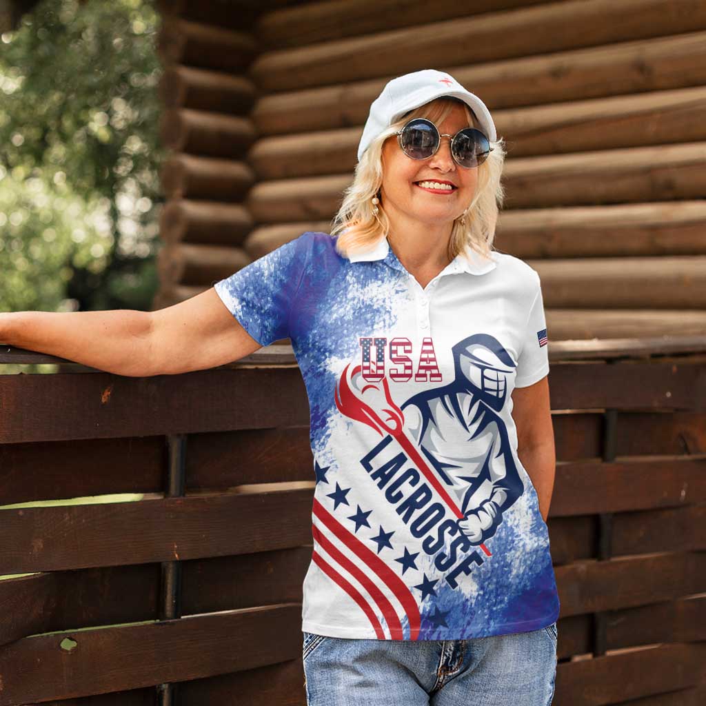 Custom United States Lacrosse Women Polo Shirt 2025 Grunge Style