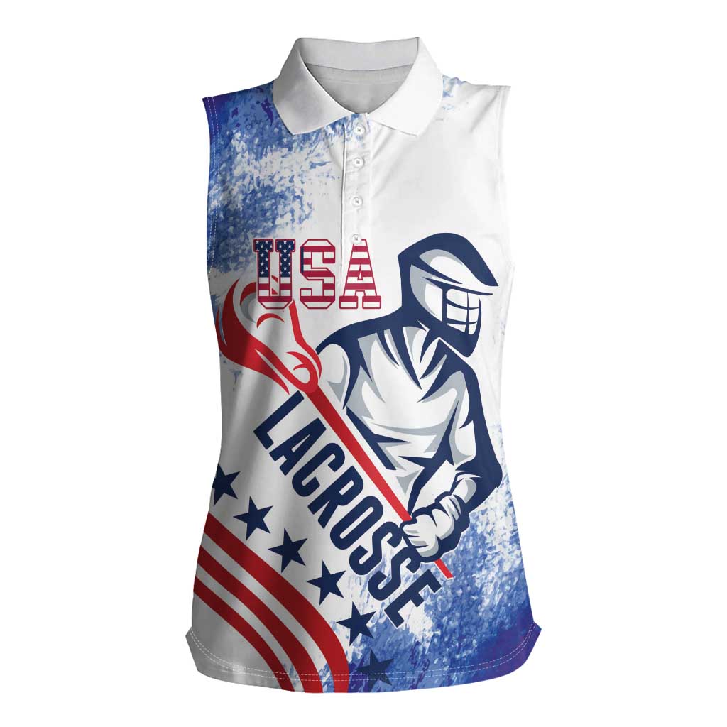 Custom United States Lacrosse Women Sleeveless Polo Shirt 2025 Grunge Style