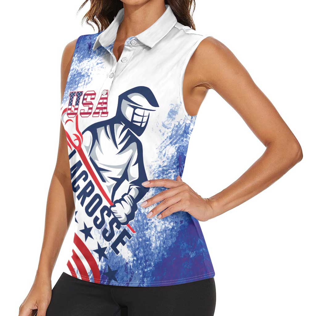 Custom United States Lacrosse Women Sleeveless Polo Shirt 2025 Grunge Style