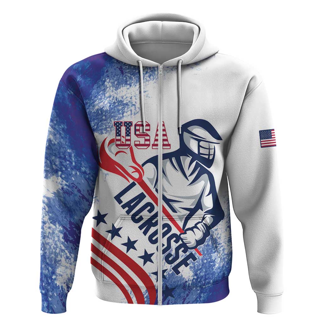 Custom United States Lacrosse Zip Hoodie 2025 Grunge Style