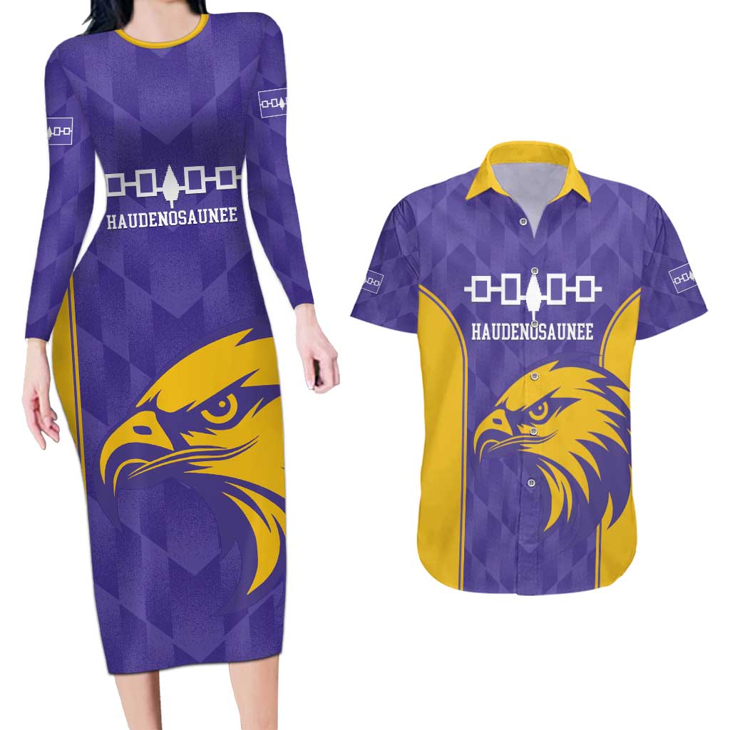 Custom Haudenosaunee Lacrosse Couples Matching Long Sleeve Bodycon Dress and Hawaiian Shirt 2025 Go Nationals