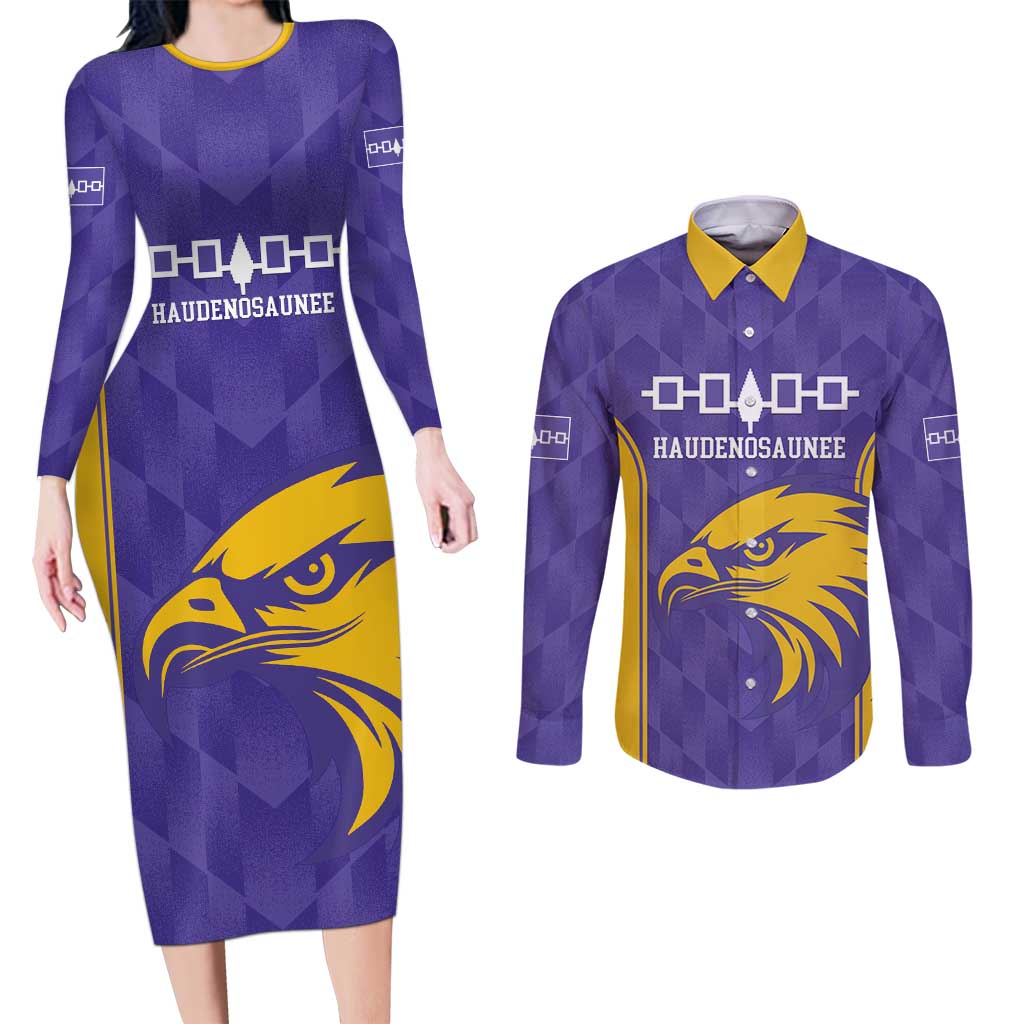 Custom Haudenosaunee Lacrosse Couples Matching Long Sleeve Bodycon Dress and Long Sleeve Button Shirt 2025 Go Nationals