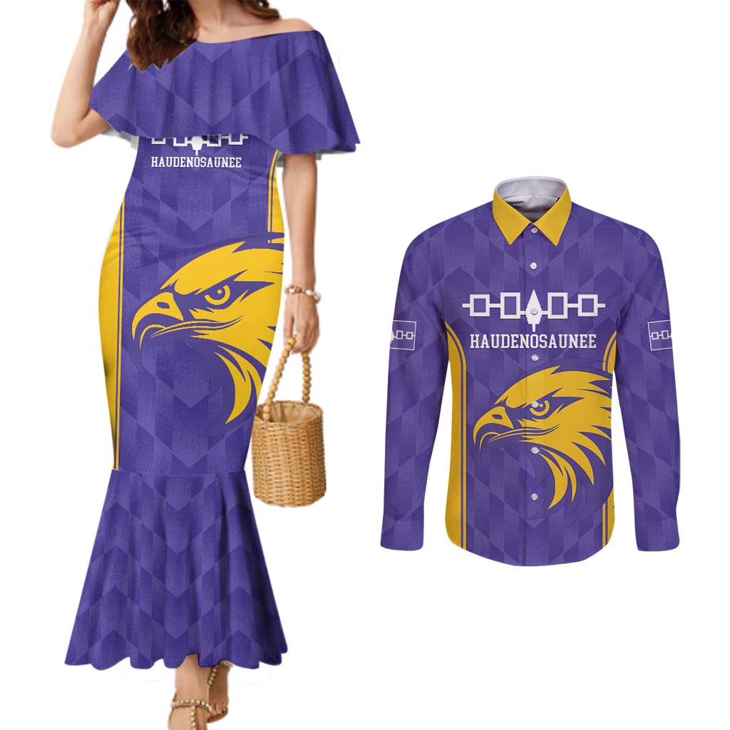 Custom Haudenosaunee Lacrosse Couples Matching Mermaid Dress and Long Sleeve Button Shirt 2025 Go Nationals