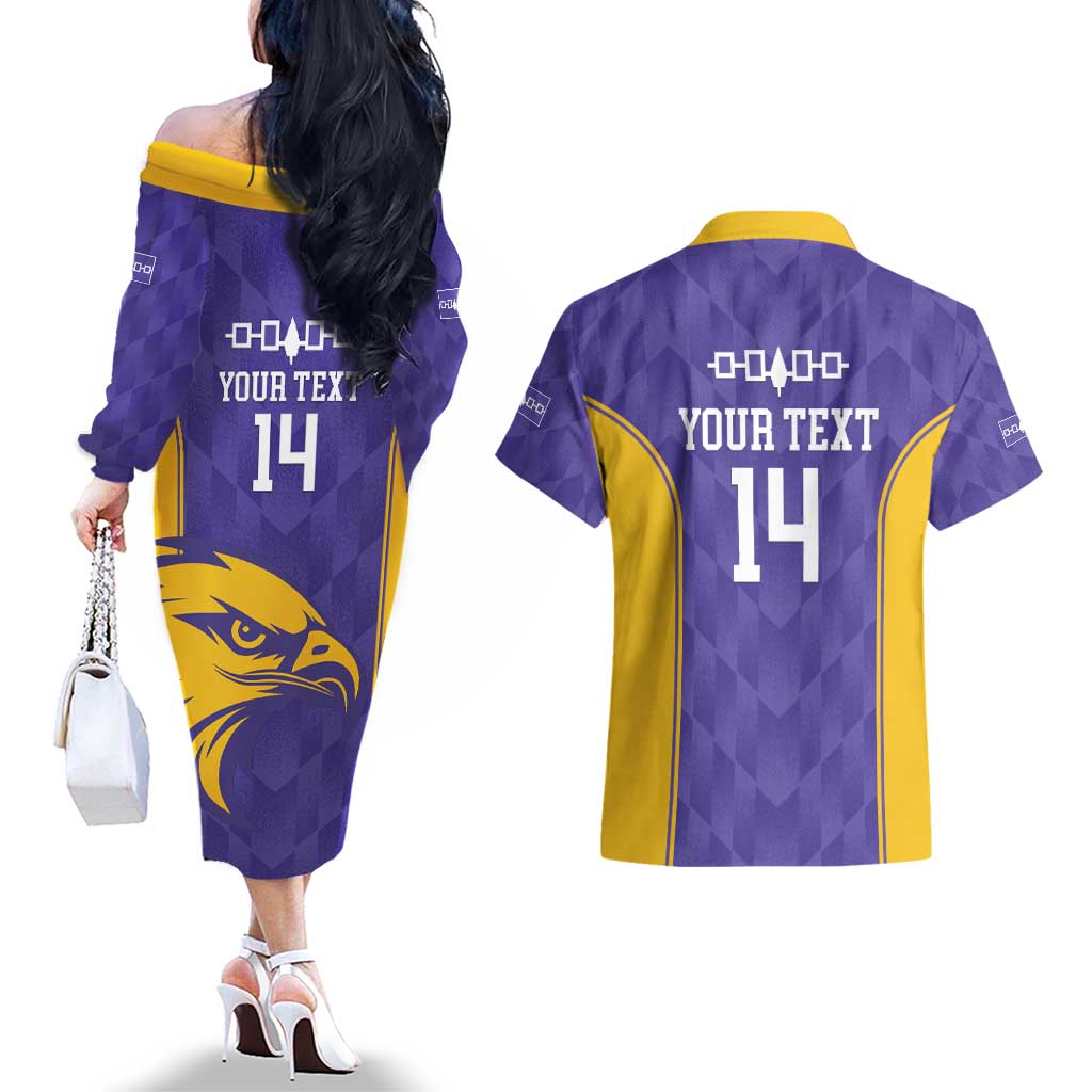 Custom Haudenosaunee Lacrosse Couples Matching Off The Shoulder Long Sleeve Dress and Hawaiian Shirt 2025 Go Nationals