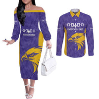 Custom Haudenosaunee Lacrosse Couples Matching Off The Shoulder Long Sleeve Dress and Long Sleeve Button Shirt 2025 Go Nationals