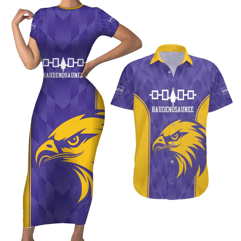 Custom Haudenosaunee Lacrosse Couples Matching Short Sleeve Bodycon Dress and Hawaiian Shirt 2025 Go Nationals
