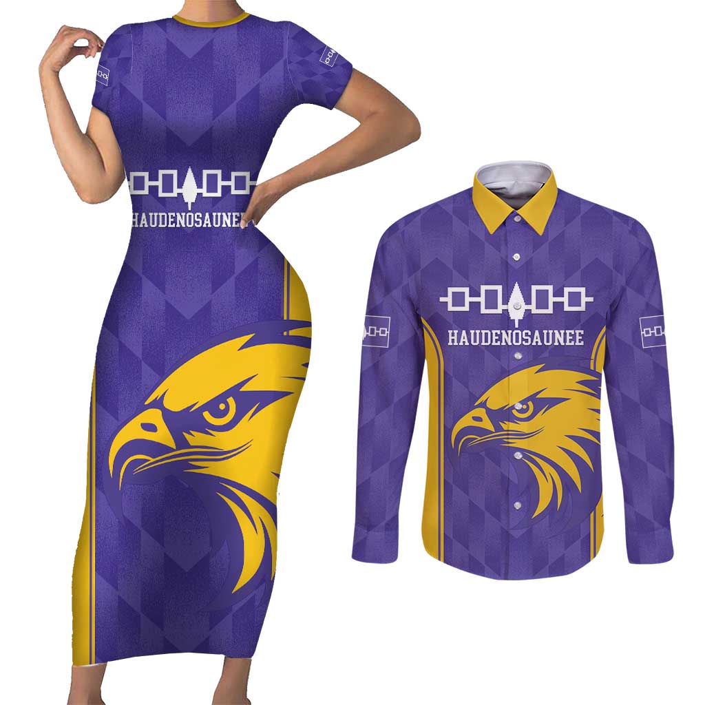 Custom Haudenosaunee Lacrosse Couples Matching Short Sleeve Bodycon Dress and Long Sleeve Button Shirt 2025 Go Nationals
