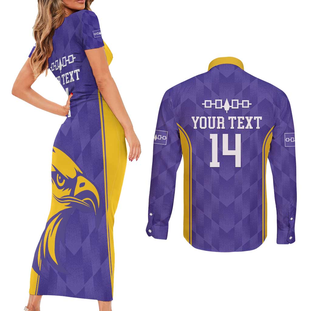 Custom Haudenosaunee Lacrosse Couples Matching Short Sleeve Bodycon Dress and Long Sleeve Button Shirt 2025 Go Nationals
