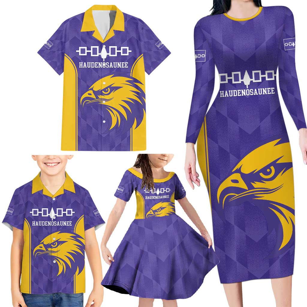 Custom Haudenosaunee Lacrosse Family Matching Long Sleeve Bodycon Dress and Hawaiian Shirt 2025 Go Nationals