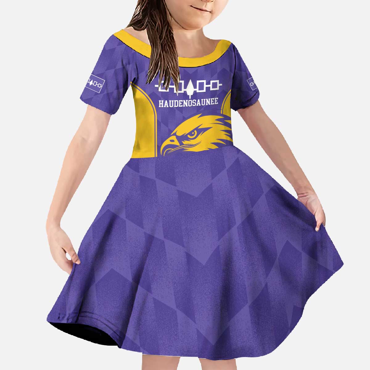 Custom Haudenosaunee Lacrosse Family Matching Off The Shoulder Long Sleeve Dress and Hawaiian Shirt 2025 Go Nationals