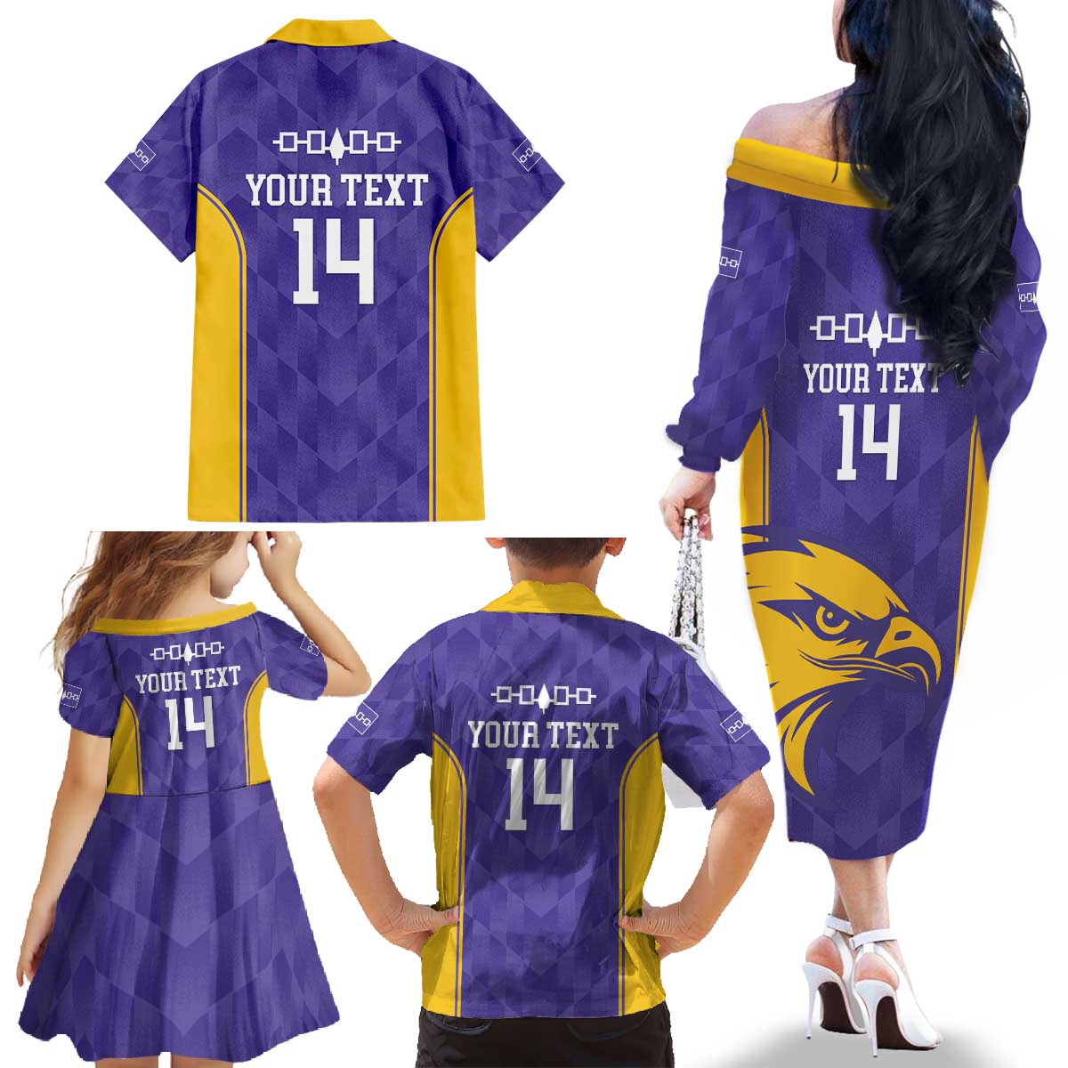 Custom Haudenosaunee Lacrosse Family Matching Off The Shoulder Long Sleeve Dress and Hawaiian Shirt 2025 Go Nationals