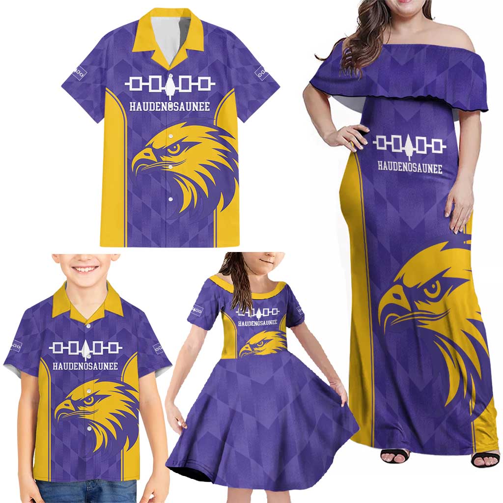 Custom Haudenosaunee Lacrosse Family Matching Off Shoulder Maxi Dress and Hawaiian Shirt 2025 Go Nationals