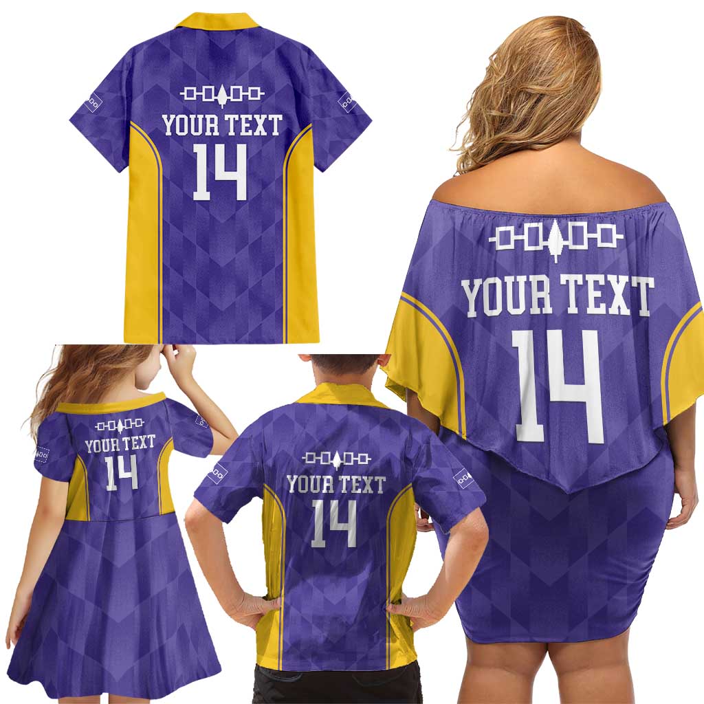 Custom Haudenosaunee Lacrosse Family Matching Off Shoulder Short Dress and Hawaiian Shirt 2025 Go Nationals