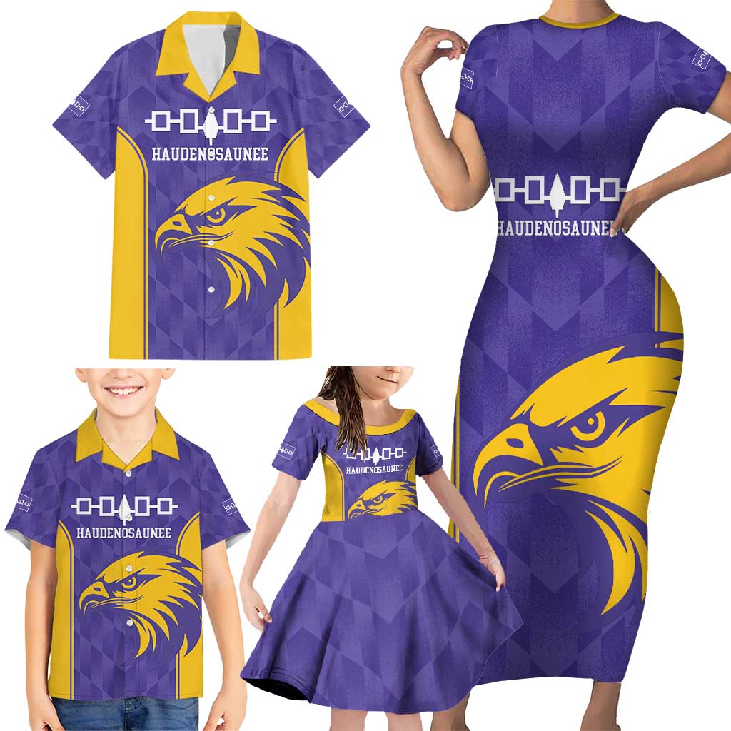 Custom Haudenosaunee Lacrosse Family Matching Short Sleeve Bodycon Dress and Hawaiian Shirt 2025 Go Nationals