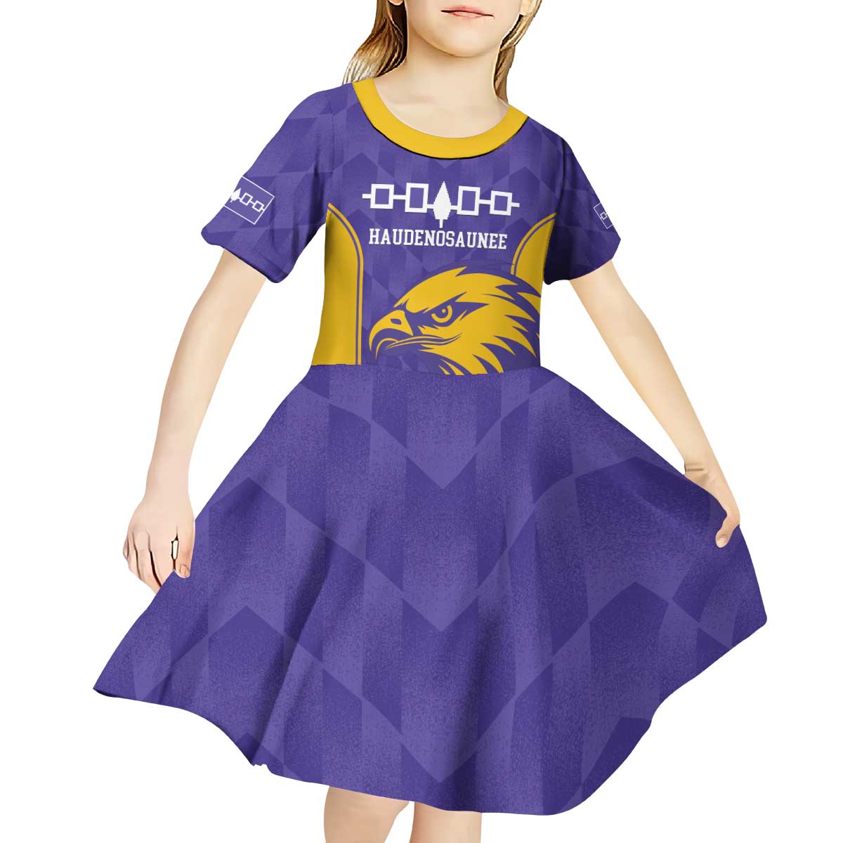 Custom Haudenosaunee Lacrosse Kid Short Sleeve Dress 2025 Go Nationals