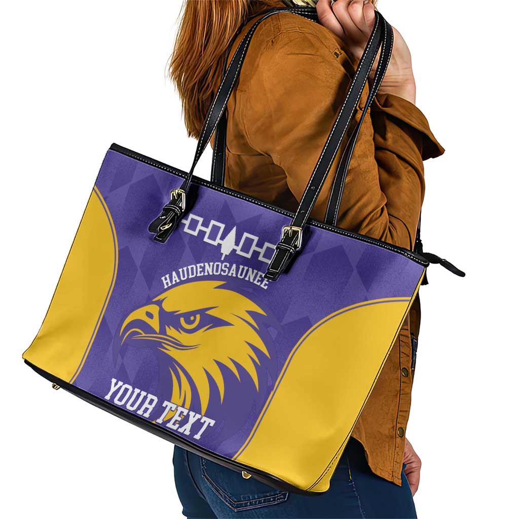 Custom Haudenosaunee Lacrosse Leather Tote Bag 2025 Go Nationals