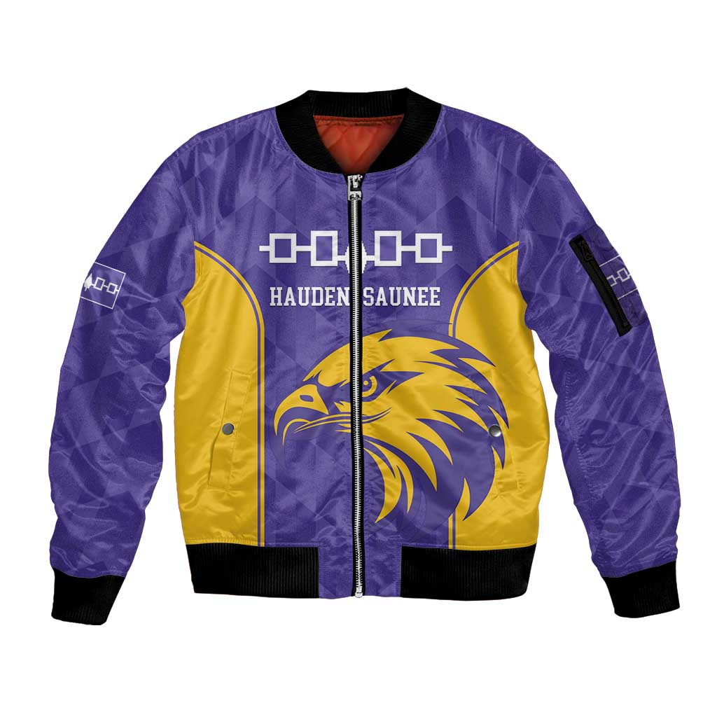Custom Haudenosaunee Lacrosse Sleeve Zip Bomber Jacket 2025 Go Nationals