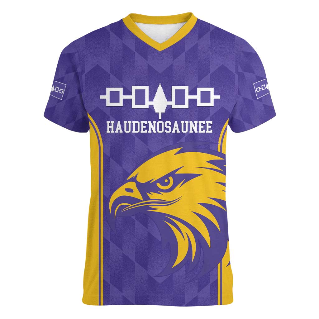 Custom Haudenosaunee Lacrosse Women V-Neck T-Shirt 2025 Go Nationals