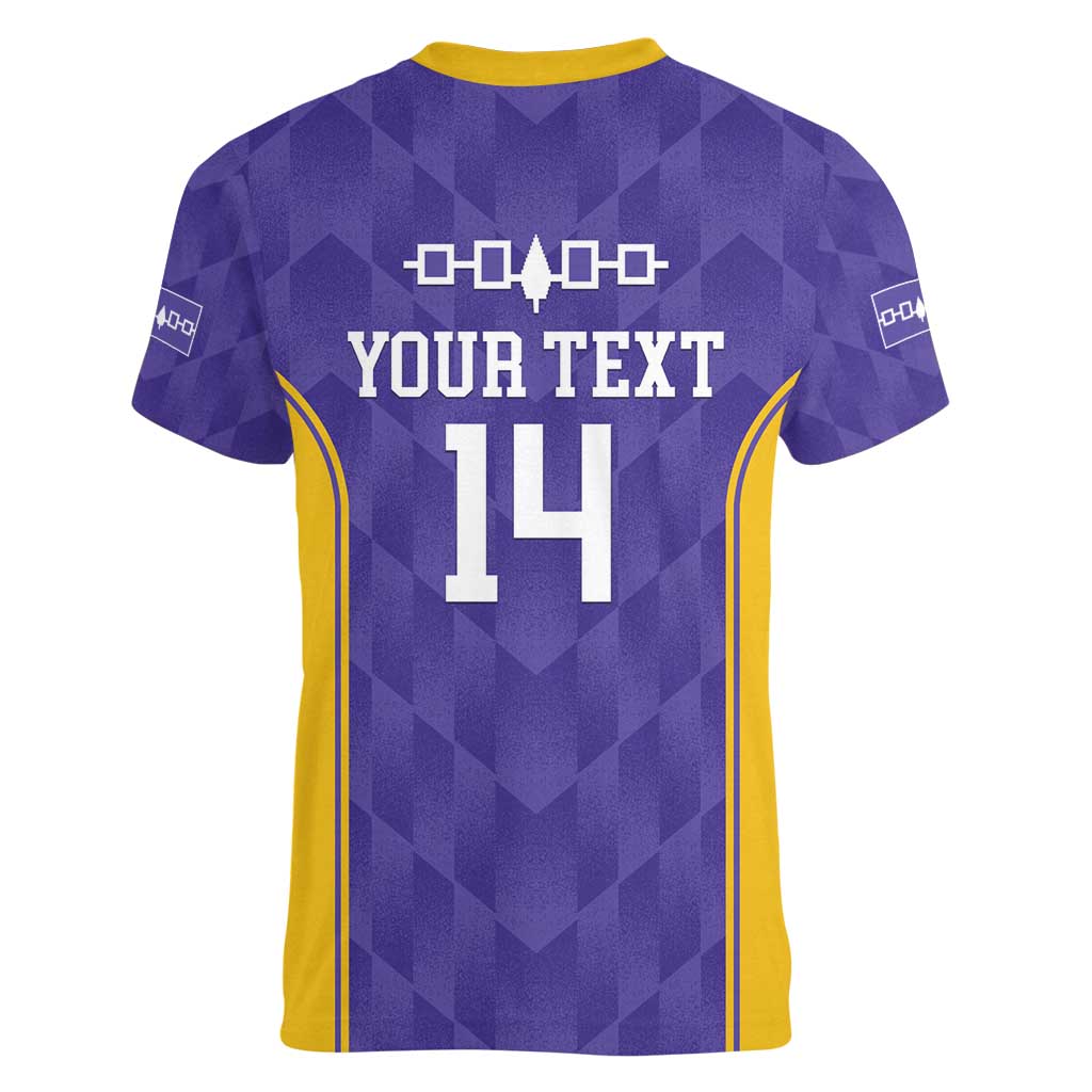 Custom Haudenosaunee Lacrosse Women V-Neck T-Shirt 2025 Go Nationals