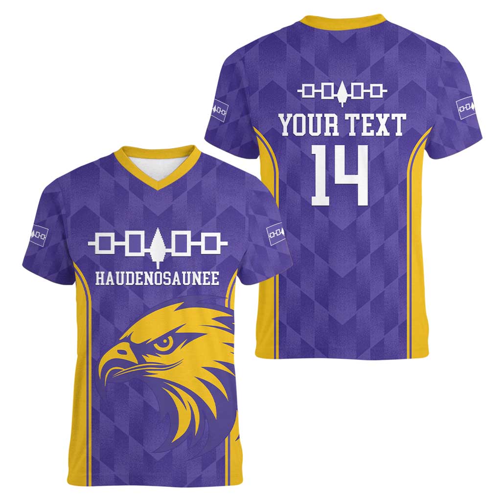 Custom Haudenosaunee Lacrosse Women V-Neck T-Shirt 2025 Go Nationals