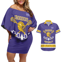 Custom Iroquois Lacrosse Couples Matching Off Shoulder Short Dress and Hawaiian Shirt Haudenosaunee Nationals