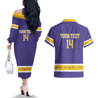 Custom Iroquois Lacrosse Couples Matching Off The Shoulder Long Sleeve Dress and Hawaiian Shirt Haudenosaunee Nationals